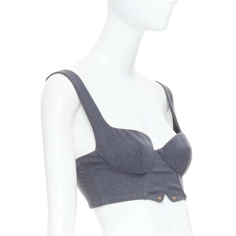 La Perla Gold Stud Bustier Grey Wool Very good condition - Inside View