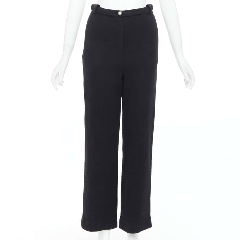 Chanel Crystal Button Pants Black Cotton Very good condition - Front View