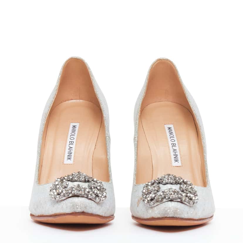 Manolo Blahnik Hangisi 90 Silver Fair condition - Inside View