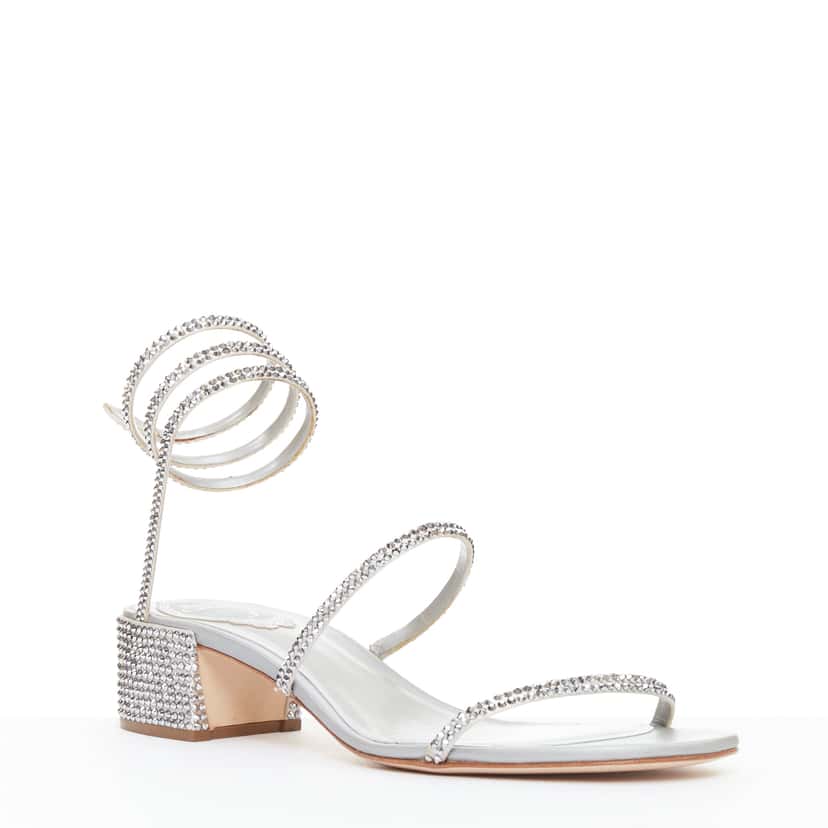 Rene Caovilla Cleo 45 Silver Leather Very good condition - Back View