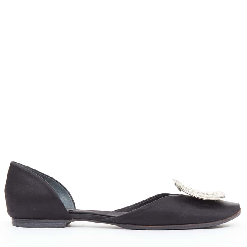 Roger Vivier Chips Strass Black Silk Very good condition - Back View