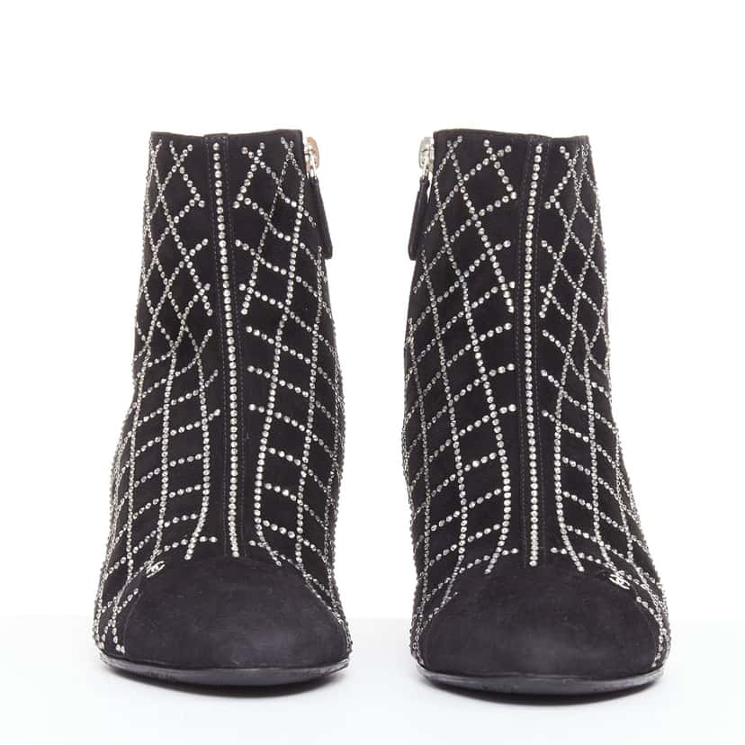 Chanel Point Toe High Boots Black Suede Very good condition - Inside View