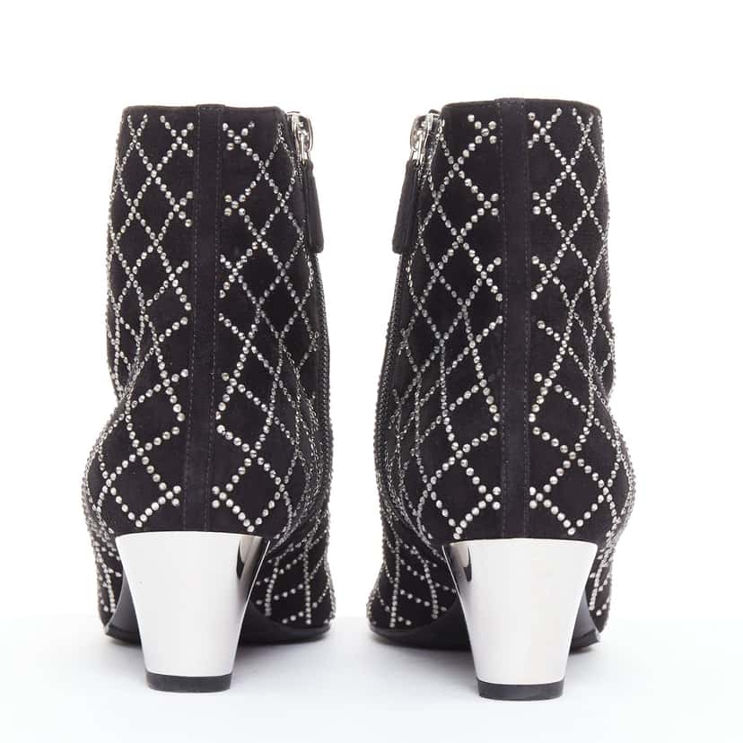Chanel Point Toe High Boots Black Suede Very good condition - Box View