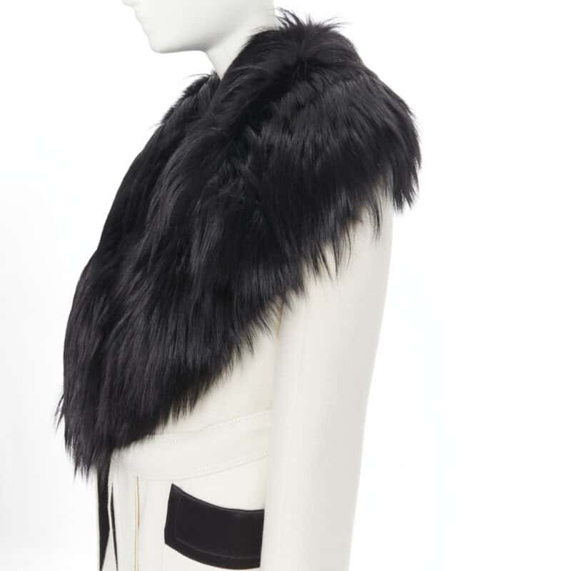 Tom Ford White Fox Fur Robe Coat White Wool Very good condition - Back View