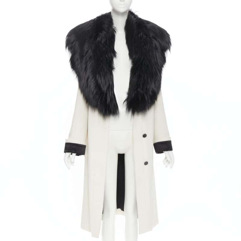 Tom Ford White Fox Fur Robe Coat White Wool Very good condition - Inside View