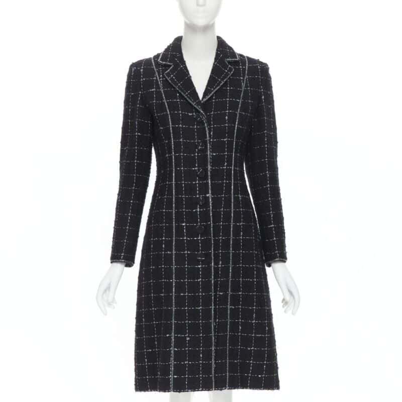 Luisa Beccaria Tweed coat Black Wool Very good condition - Front View