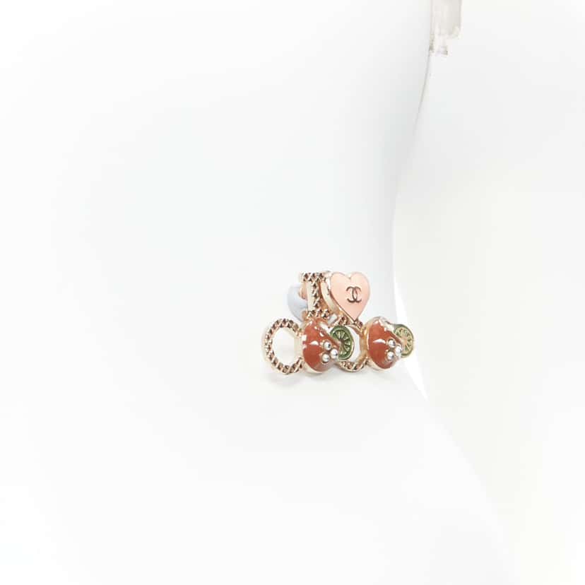 Chanel Heart Pearl Pin Pink Metal Fair condition - Back View