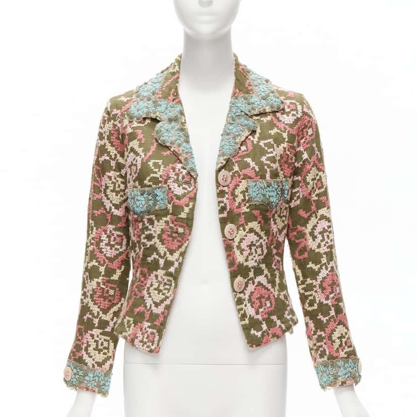 متعددة Silk Embellished Blazer MultiColor Silk Never worn - Front View