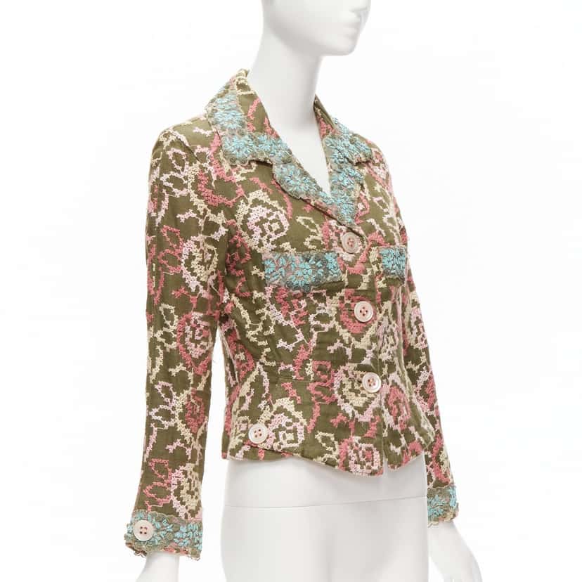 متعددة Silk Embellished Blazer MultiColor Silk Never worn - Model View