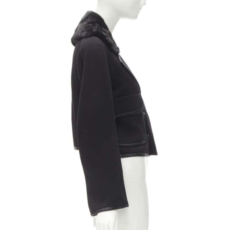 Dsquared2 Mink Fur Trim Jacket Black Cotton Never worn - Box View