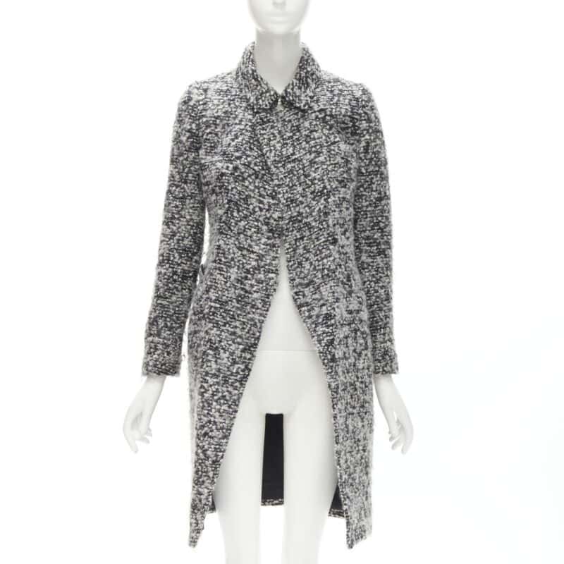 Dior Grey Boucle Wool Coat Grey Wool Never worn - Front View