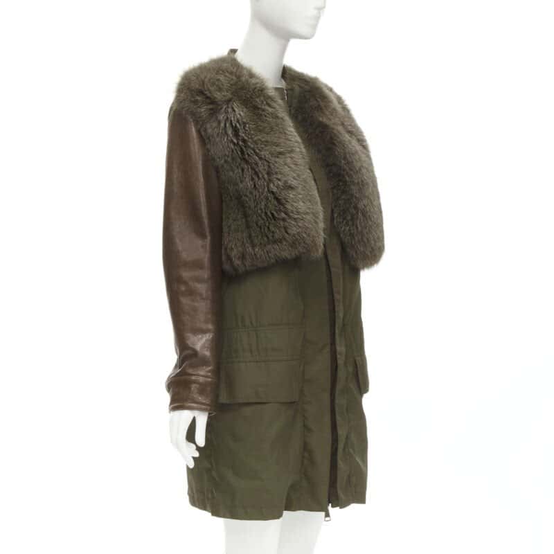 Givenchy Green Fur Sleeve Coat Green Polyamide Never worn - Inside View