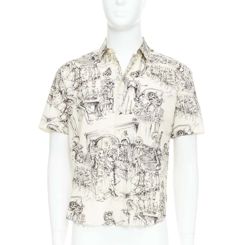 Saint Laurent Skeleton Print Shirt Beige Cotton Very good condition - Front View