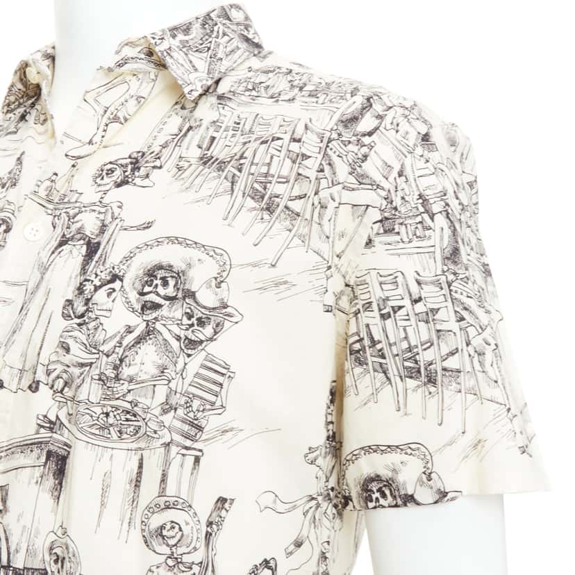 Saint Laurent Skeleton Print Shirt Beige Cotton Very good condition - Back View