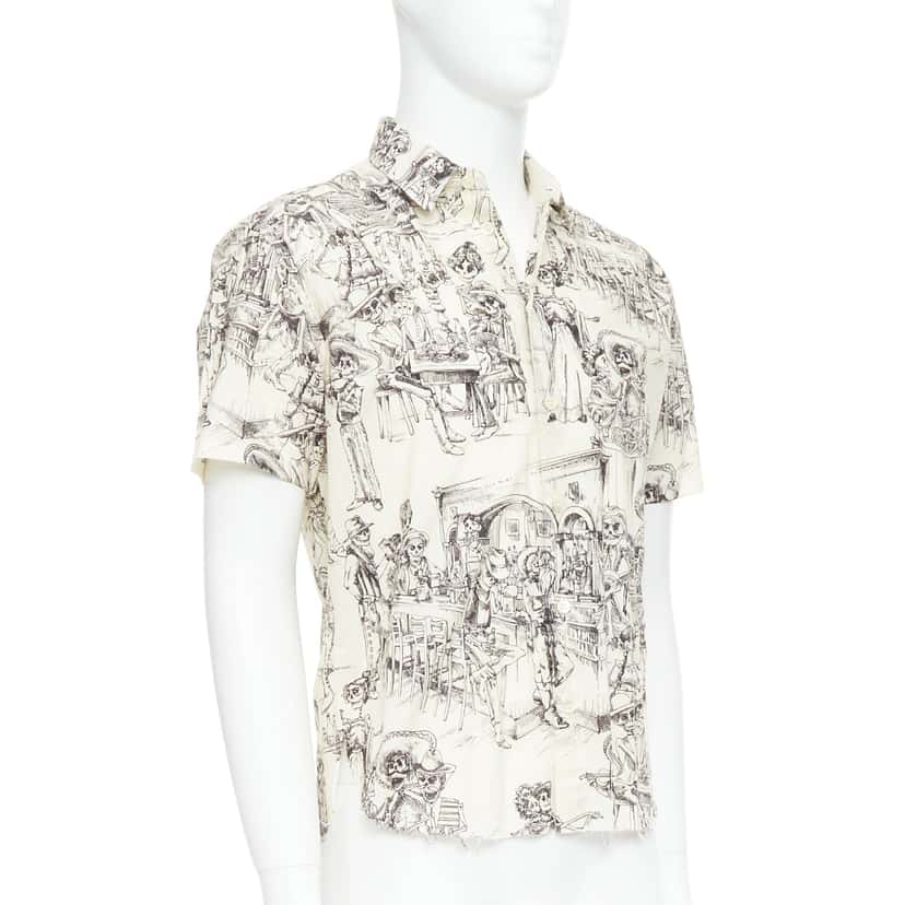 Saint Laurent Skeleton Print Shirt Beige Cotton Very good condition - Inside View