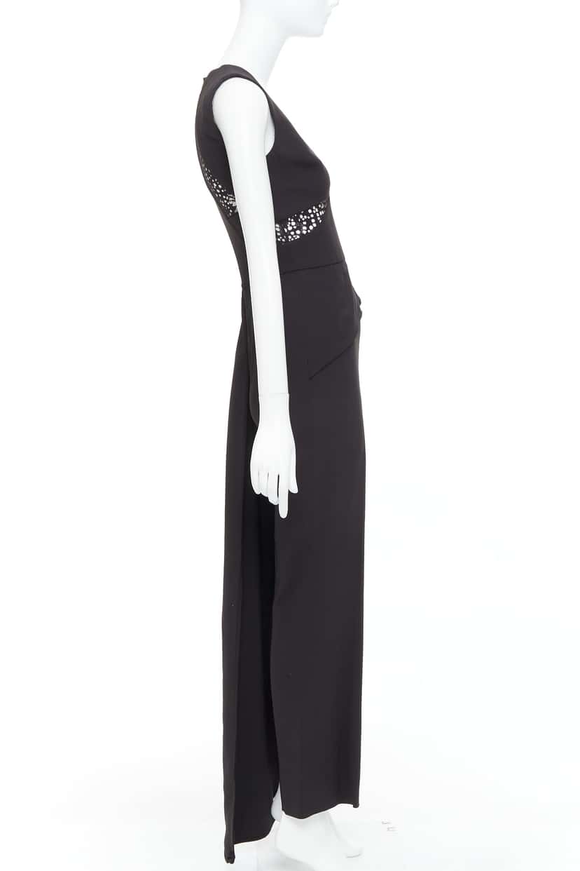 Elie Saab Sheer Drape Jumpsuit Black Polyester Good condition - Model View