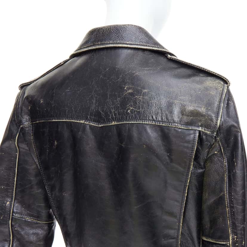 Saint Laurent Black Calfskin Biker Jacket Black Leather Very good condition - Back View
