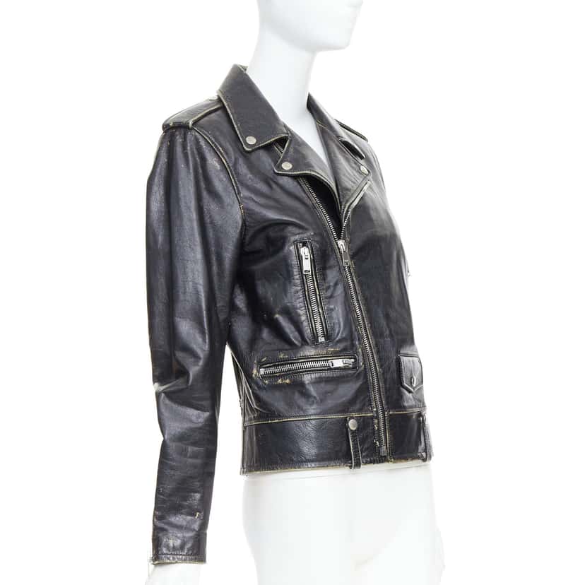 Saint Laurent Black Calfskin Biker Jacket Black Leather Very good condition - Inside View