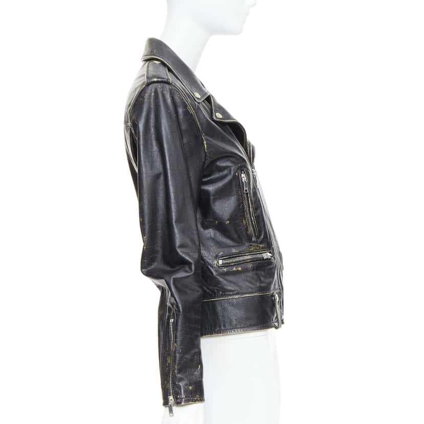 Saint Laurent Black Calfskin Biker Jacket Black Leather Very good condition - Model View