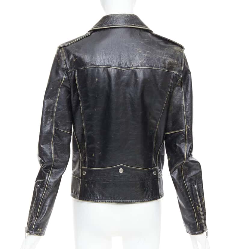 Saint Laurent Black Calfskin Biker Jacket Black Leather Very good condition - Box View