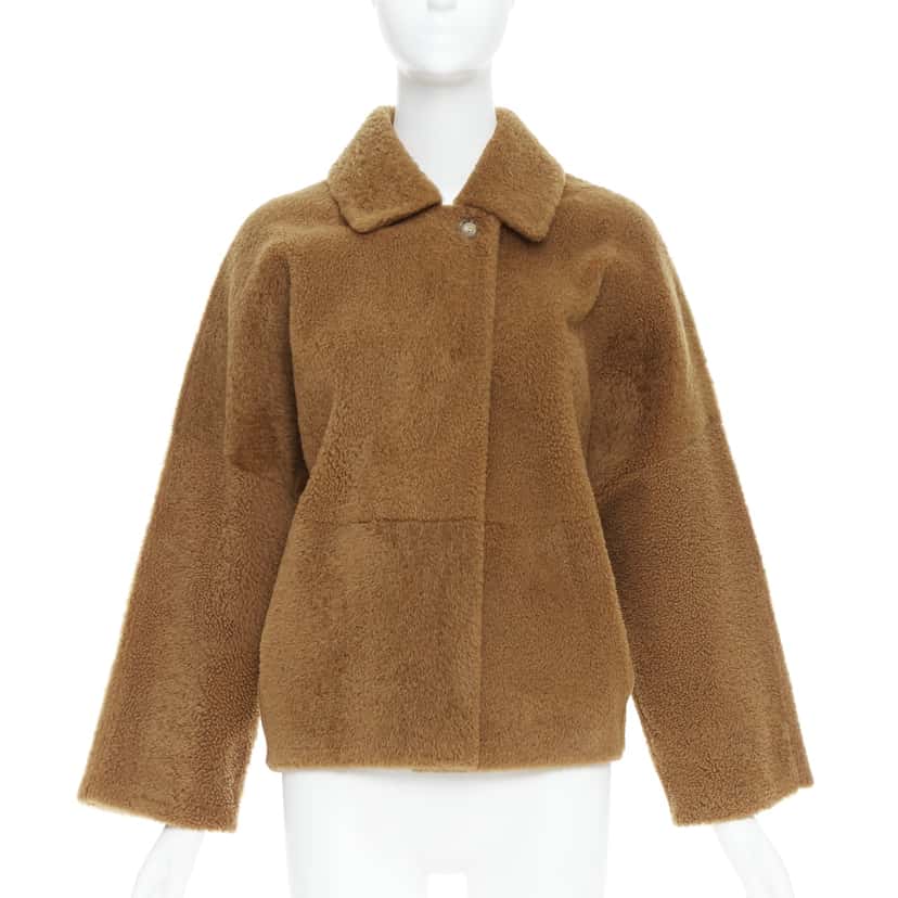 Max Mara Brown Leather Teddy Coat Brown Leather Very good condition - Front View