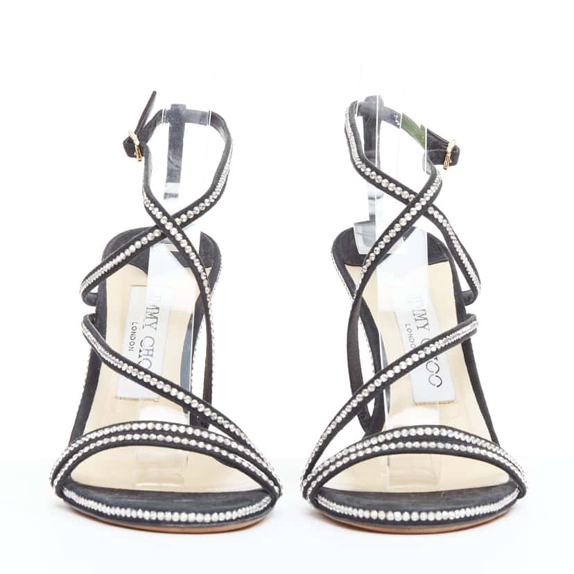 Jimmy Choo Crystal D'Orsay Sandals Black Suede Good condition - Inside View