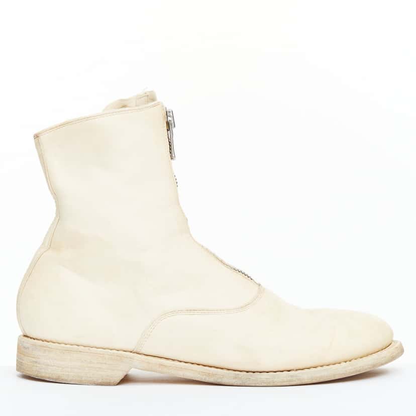 Guidi Wedge Round Toe Boots Ecru Leather Fair condition - Back View