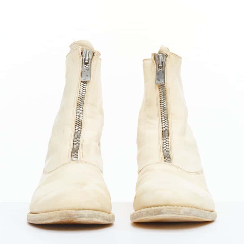 Guidi Wedge Round Toe Boots Ecru Leather Fair condition - Inside View