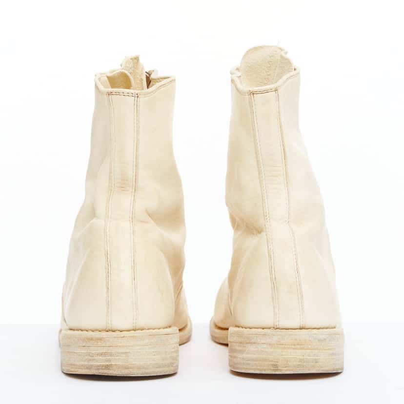 Guidi Wedge Round Toe Boots Ecru Leather Fair condition - Box View