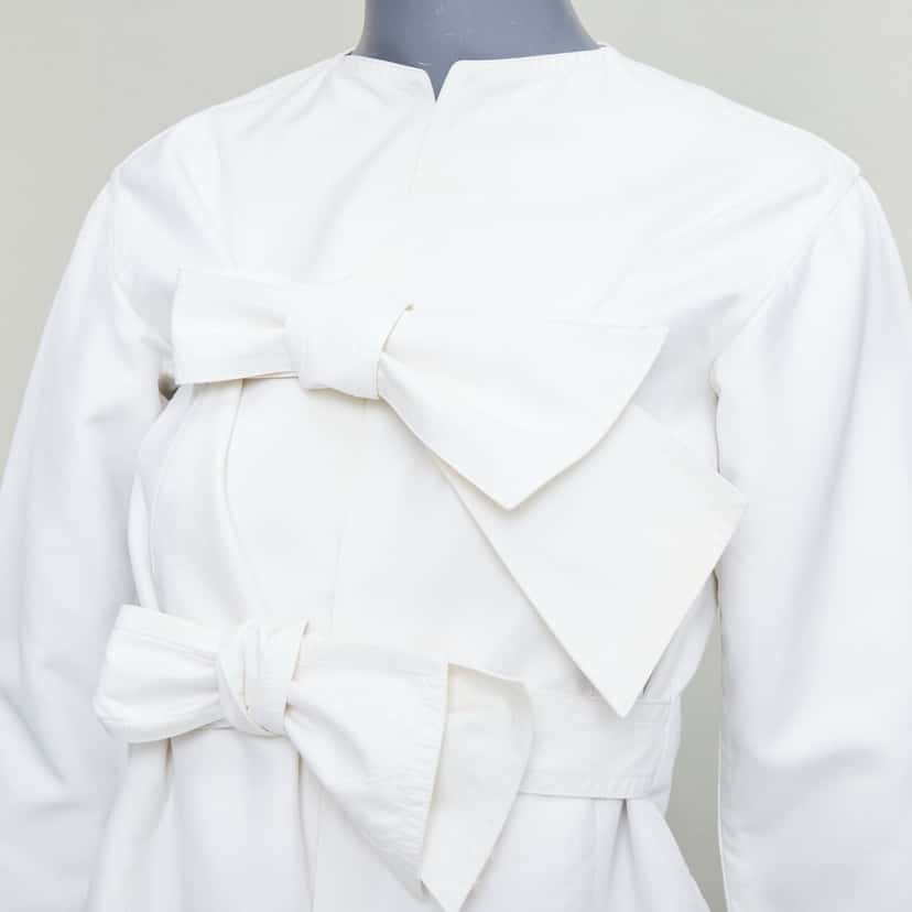 Celine Tie Front Jacket Beige Cotton Fair condition - Back View