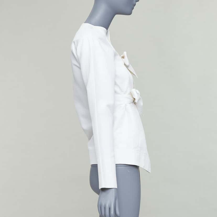 Celine Tie Front Jacket Beige Cotton Fair condition - Box View