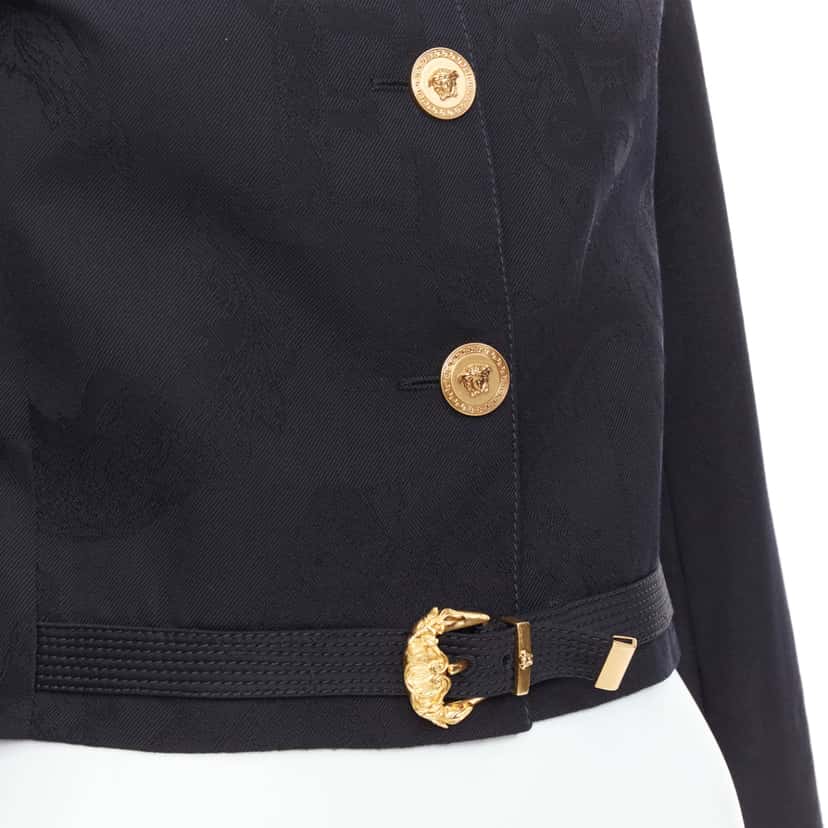 Versace Jacquard Barocco Jacket Black Wool Very good condition - Back View