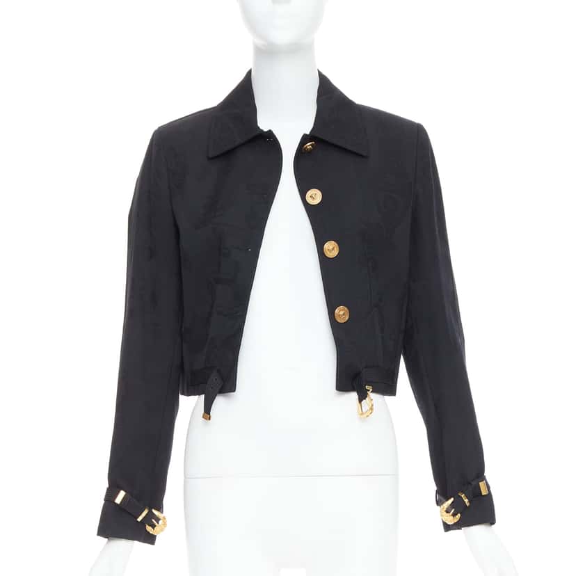 Versace Jacquard Barocco Jacket Black Wool Very good condition - Inside View