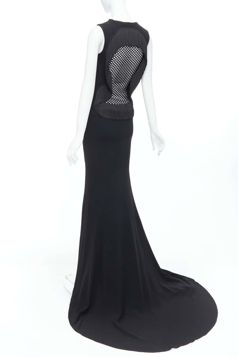Stella McCartney Fringe Mesh Gown Black Polyester Very good condition - Front View