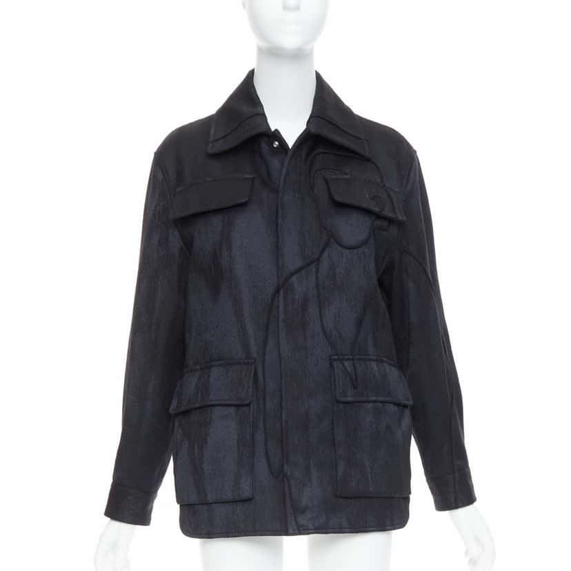 Dior Black Safari Patch Jacket Black Wool Very good condition - Front View