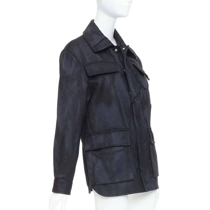 Dior Black Safari Patch Jacket Black Wool Very good condition - Model View