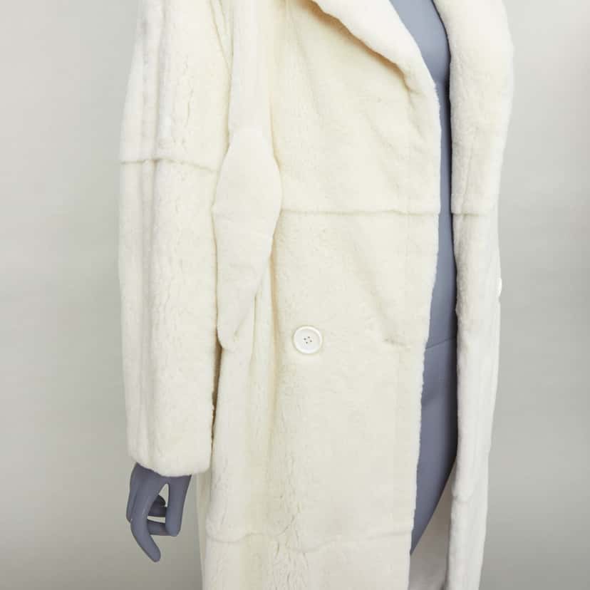 Unsigned Patchwork Fur Long Coat Beige Fur Good condition - Back View