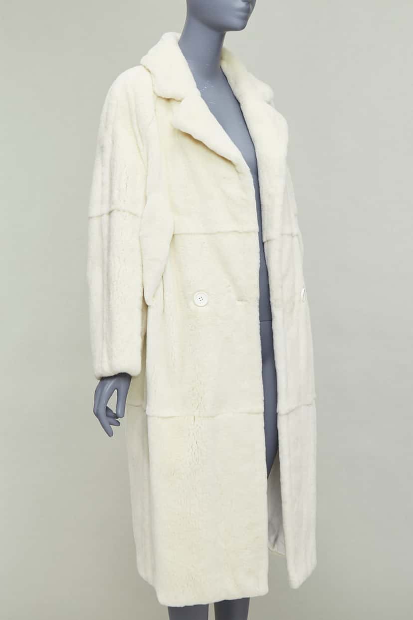 Unsigned Patchwork Fur Long Coat Beige Fur Good condition - Inside View
