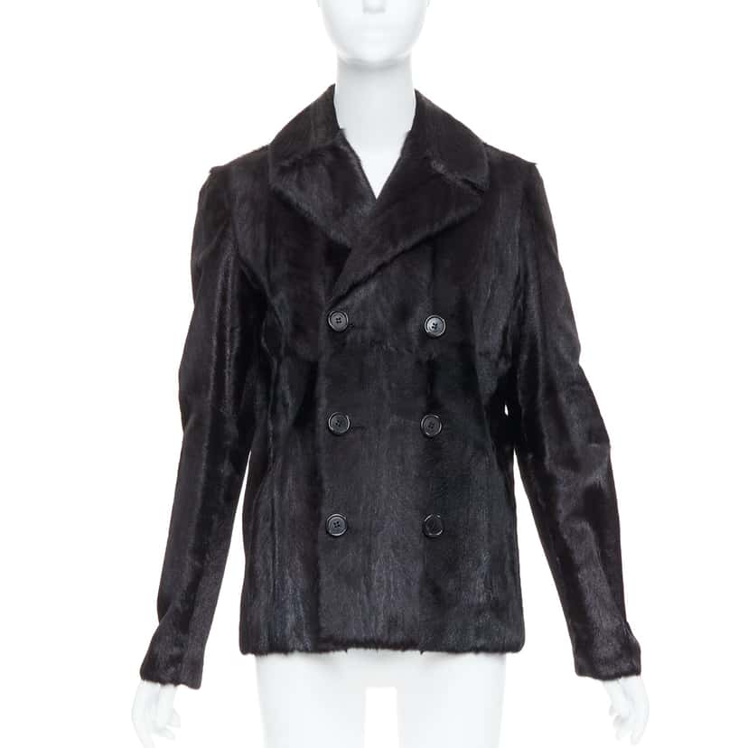 Saint Laurent Black Fur Quilted Vest Black Fur Very good condition - Front View