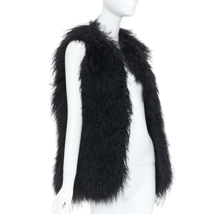 Zadig & Voltaire Grey Tweed Long Vest Black Fur Very good condition - Inside View