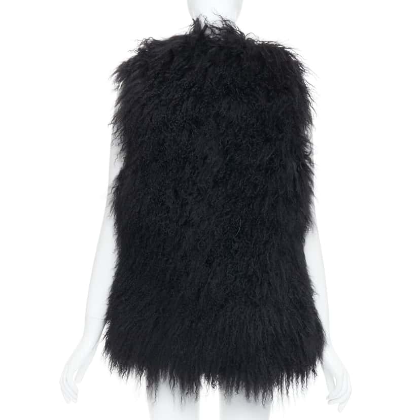Zadig & Voltaire Grey Tweed Long Vest Black Fur Very good condition - Box View