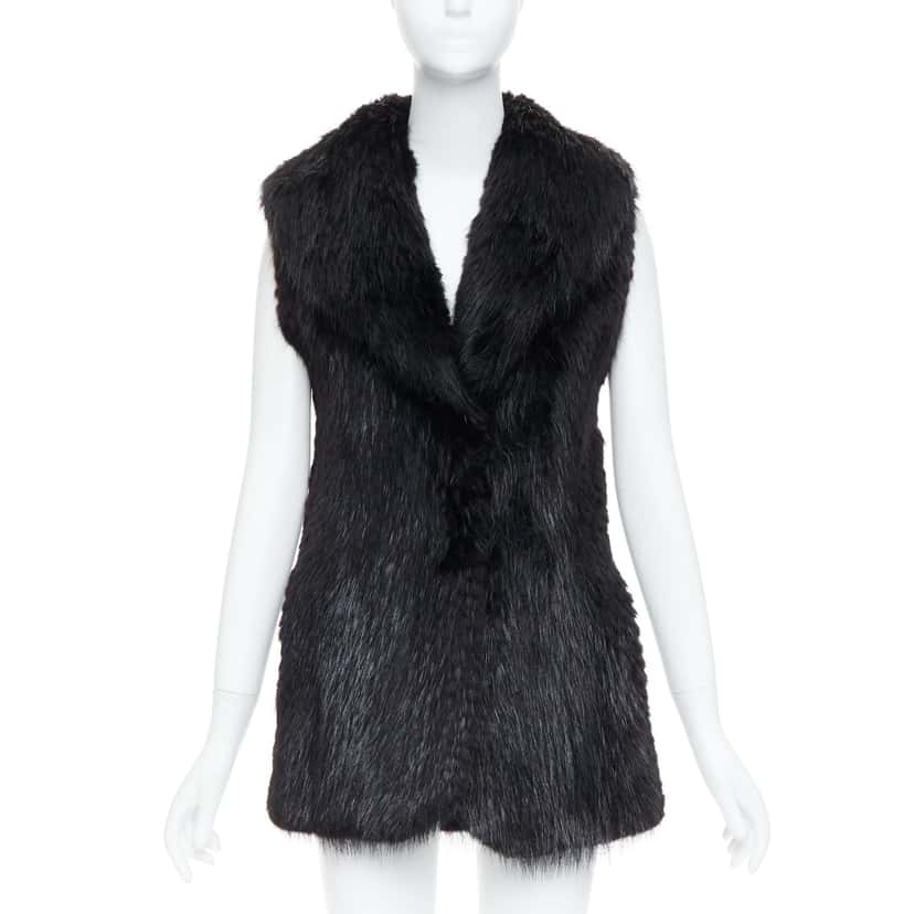 Unsigned Brown Fur Hook Coat Black Fur Very good condition - Front View