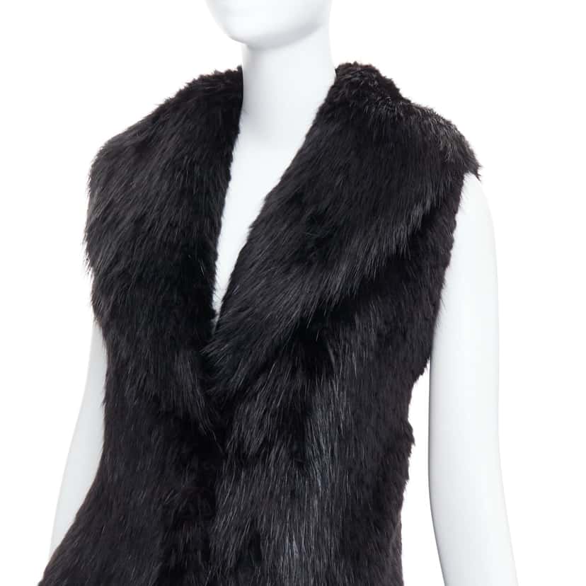 Unsigned Brown Fur Hook Coat Black Fur Very good condition - Back View