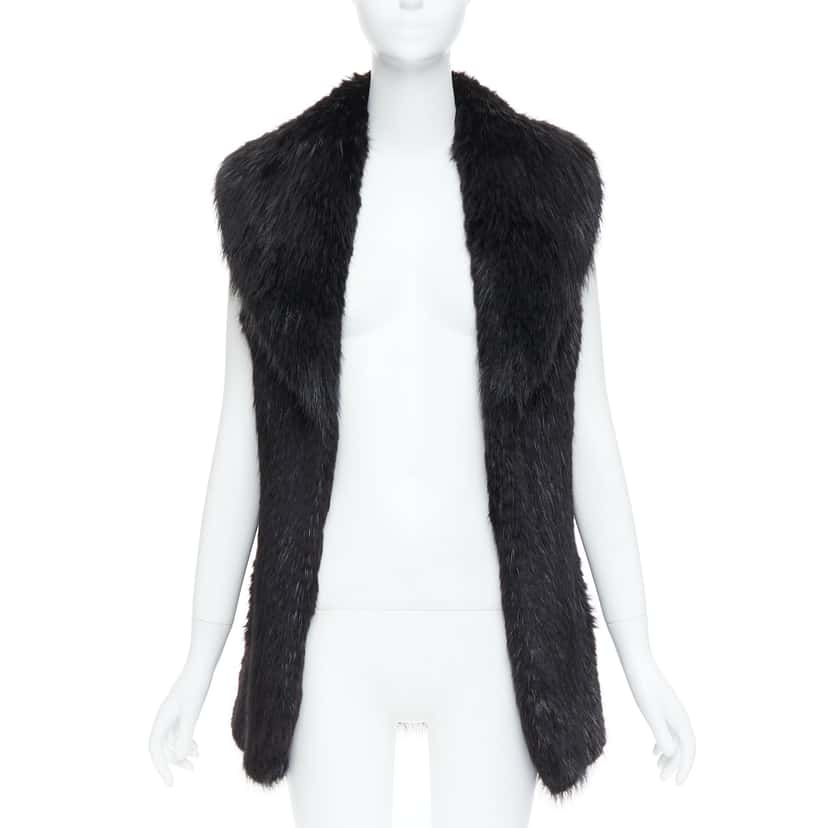 Unsigned Brown Fur Hook Coat Black Fur Very good condition - Inside View