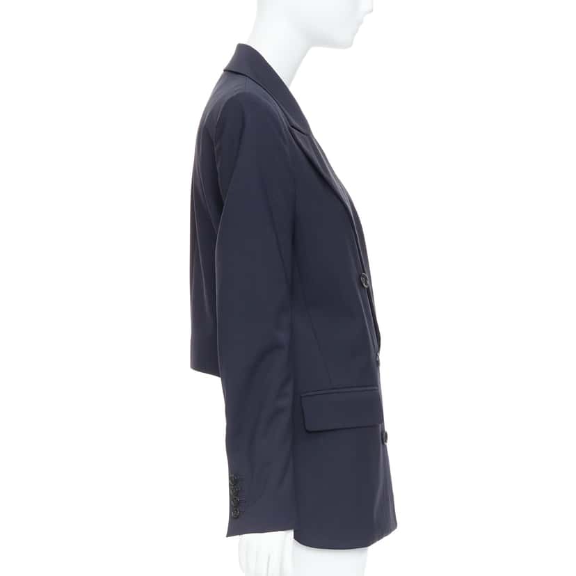 Tibi Padded Boxy Blazer Navy Wool Very good condition - Box View