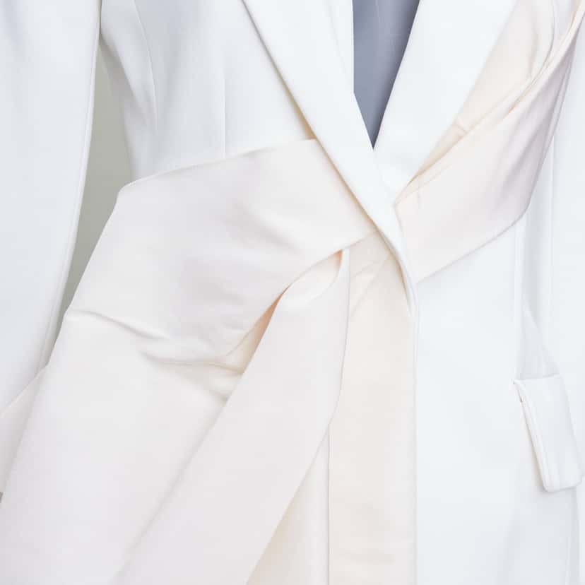 Carolina Herrera Draped Fitted Blazer Beige Viscose Good condition - Back View
