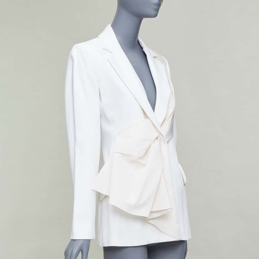 Carolina Herrera Draped Fitted Blazer Beige Viscose Good condition - Inside View
