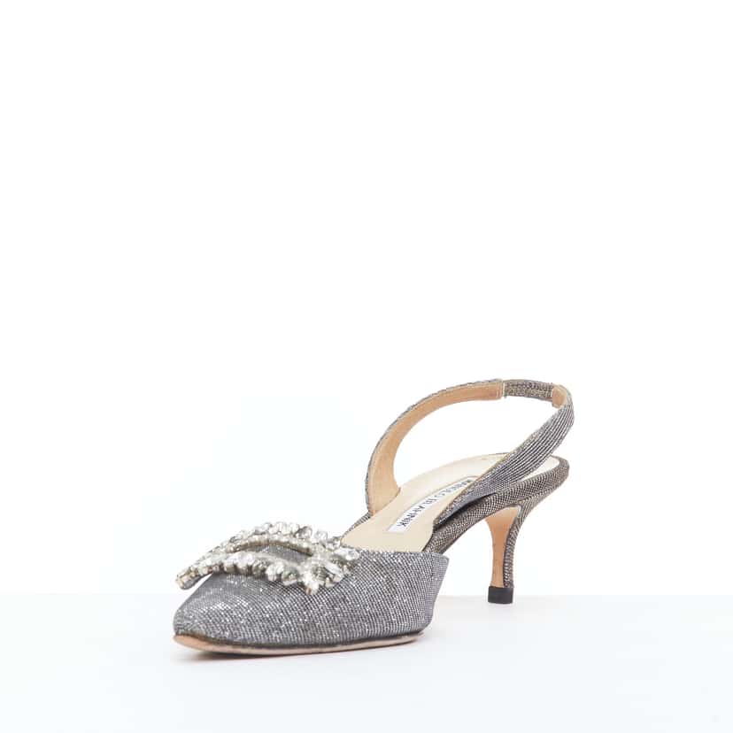 Manolo Blahnik Tonoslac Silver Good condition - Box View