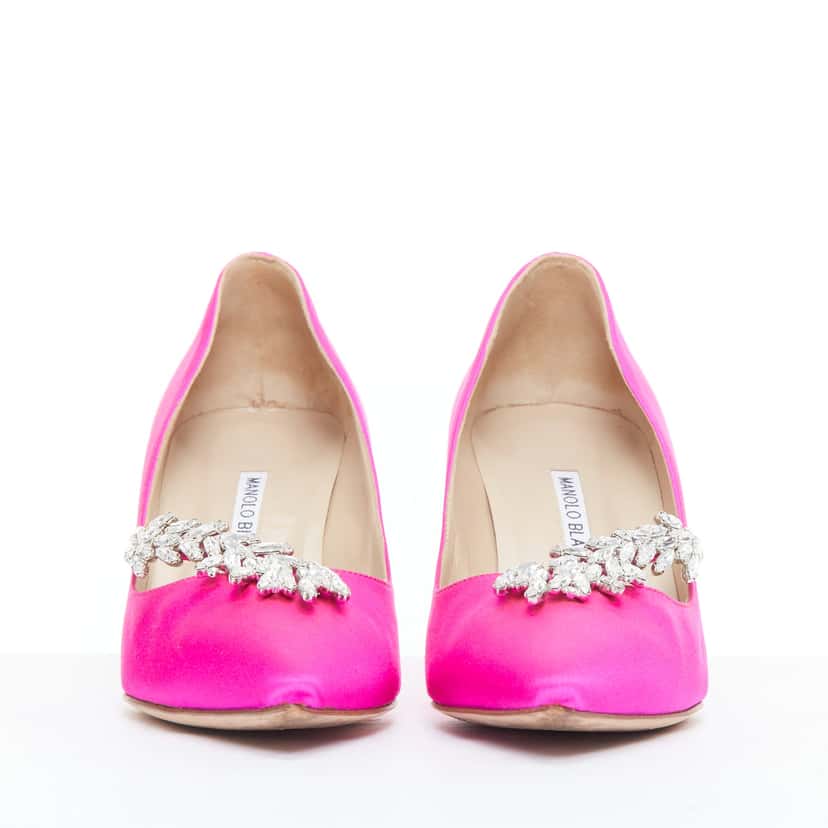 Manolo Blahnik Nadira Pink Silk Never worn - Model View