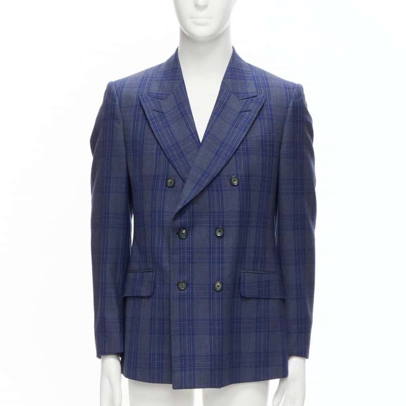 Alexander Mcqueen Double Breasted Blazer Blue Wool Never worn - Front View